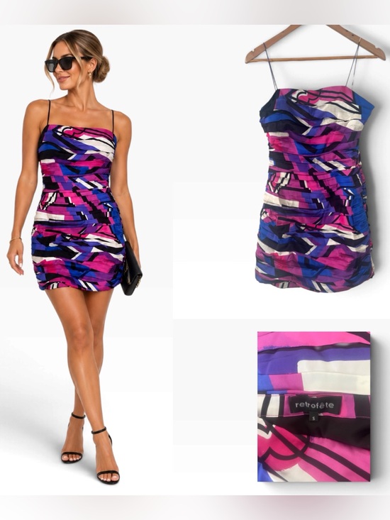 Retrofete Dresses & Skirts - Retrofête Graphic Silk Mini Dress - Size Small